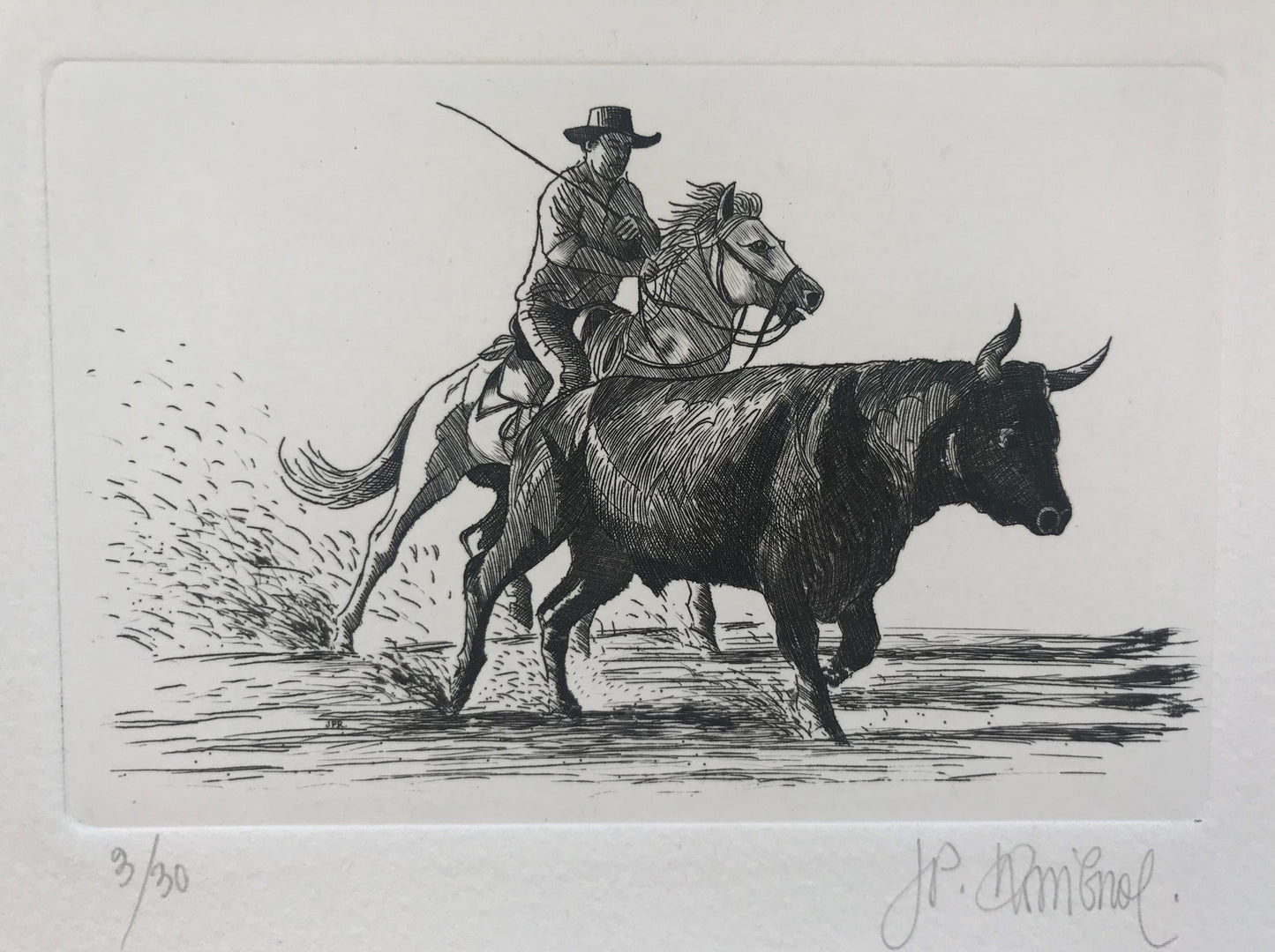 Gardian camarguais et Taureau - Galerie de Juliette